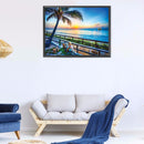 5D DIY Diamond Painting Full Round Drill Seaside Sunset Decor Rhinestone Crafts