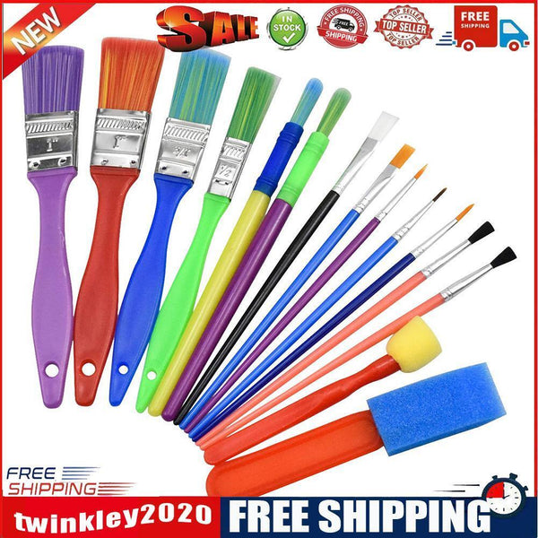 15pcs Paint Brush Set Kids Colorful Oil Painting DIY Brushes Doodle Tools