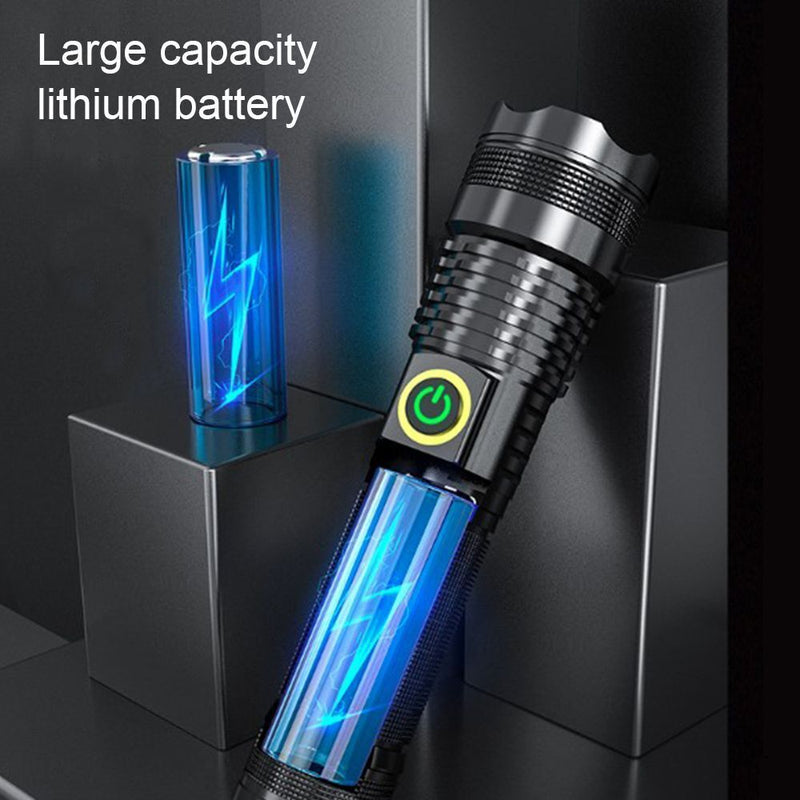 zoom Zoomable Torch Lamp Battery Power LED Glare Glashlight USB Charging