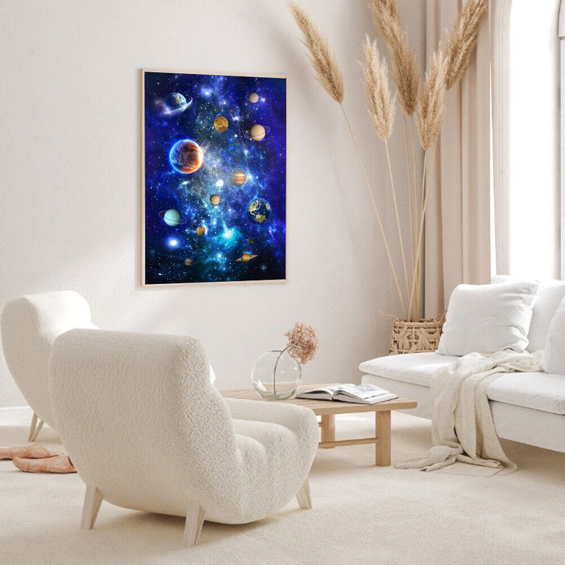 Canvas Painted Oil Paint By Numbers Planet DIY Wall Art Modern Bedroom Decor