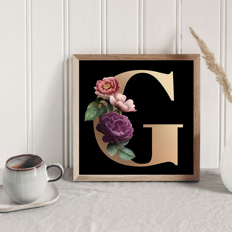 5D DIY Diamond Painting Kits Full Square Drill Flower Letter G Mosaic Picture