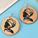 Böhmen Holz Ohrstecker Großer Kreis Afrikanische Königin Holz Gemalt Schmuck