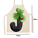 Cartoon J Print Apron Linen Waterproof Cooking Bibs Chef Pinafore (68X55CM)