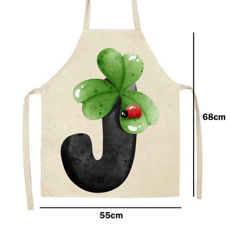 Cartoon J Print Apron Linen Waterproof Cooking Bibs Chef Pinafore (68X55CM)