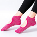 Women Yoga Socks Non-Slip Quick-Dry Backless Ballet Pilates Socks (Rose) Newly