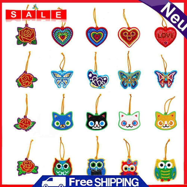 20pcs Greeting Card Pendants Diamond Painting Single Side Sticking Special Shape