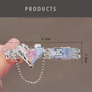 No Bend Chain Tassel Design Simple Pink Love Heart Metal Sweet Cool Hair Clip
