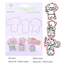 3pcs Bear Silicone Clear Stamp + Cutting Dies Stencil Frame Scrapbook Craft