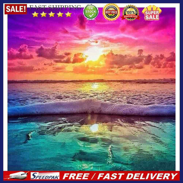 Oil Paint By Numbers Picture DIY Drawing Ocean Sunset Art Drawing on Canvas