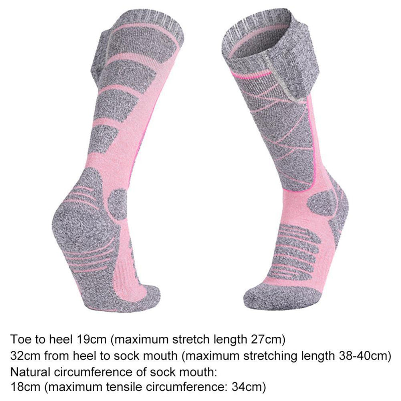 Electric Heating Socks Winter Foot Warmer for Snow Camping Hiking Skiing (Pink)