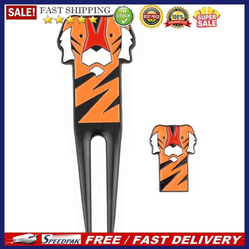 Golf Pitchfork Divot Repair Tool with Ball Marker Zinc Alloy for Husband Gi