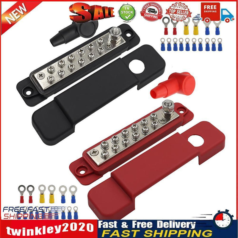 2pcs 12 Terminal Power Distribution Block Bus Bar DC 48V 12P Wiring Bars Newly