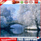 Hand Painted DIY Snow by Lake Oil Canvas Paint By Numbers Drawing Kit Craft