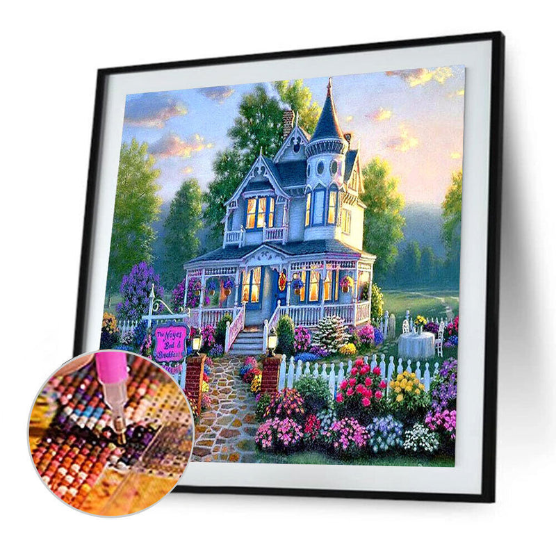 Flower Villa DIY Full Drill Round Diamond Painting Cross Stitch Art Craft Newly