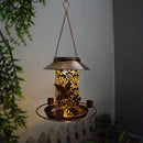 Solar Bird Feeder LED Light Metal Hanging Garden Yard Backyard Decor Lanterns