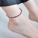 Women Therapy Bracelet Health Care Hematite Round Stretch Anklet Jewelry(3)