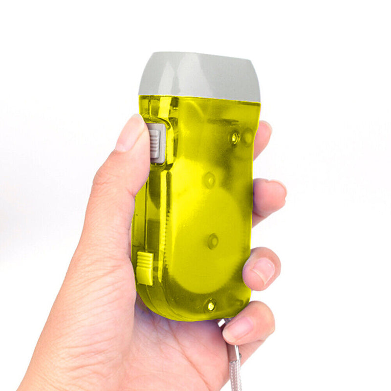 LED Hand Pressing Dynamo Flashlight Lamp Portable Hand Crank Torch (Yellow)