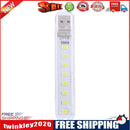 Mini Portable USB Book Light Bright Reading Lamp for PC Laptop (White 8LED)