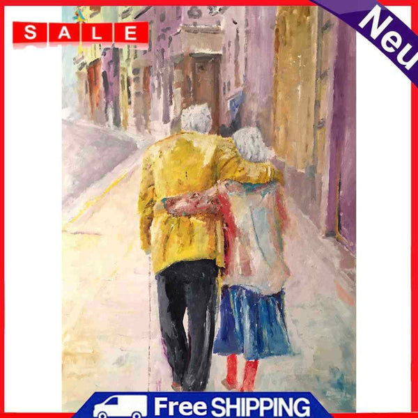 Old Couple DIY Coded Hand Painted Drawing Oil Paint Kit by Numbers Home Decor