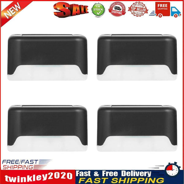 4x Solar Deck Step Wall Lights Stairs Fence Decor Lamps (Black/Warm Light) Newly
