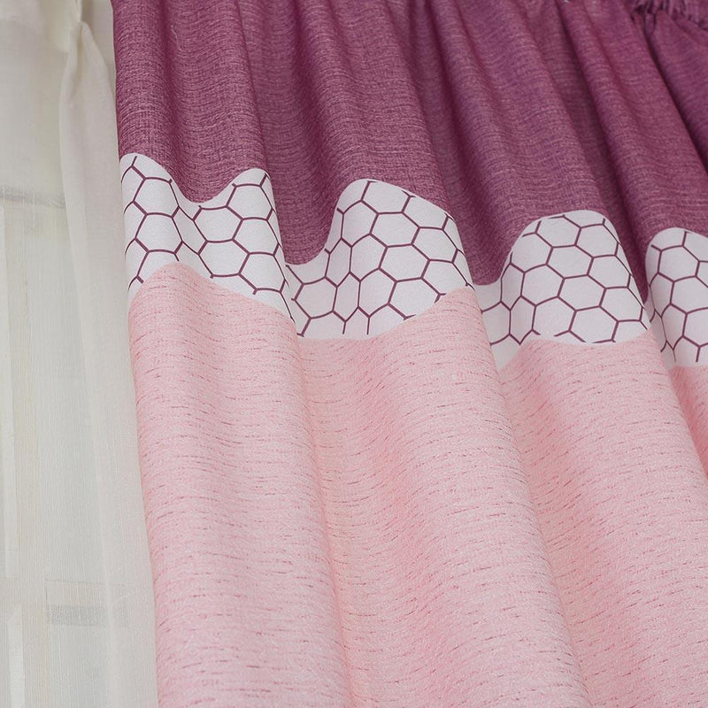 Wide Strip Shading Curtain Bedroom Living Room Semi Blackout Purdah(Purple)