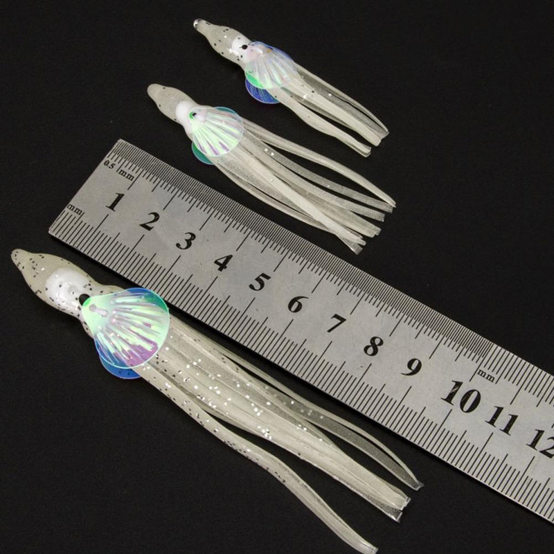 10x Bionic Octopus Fishing Lures 10cm Artificial Soft Bait (Luminous White)