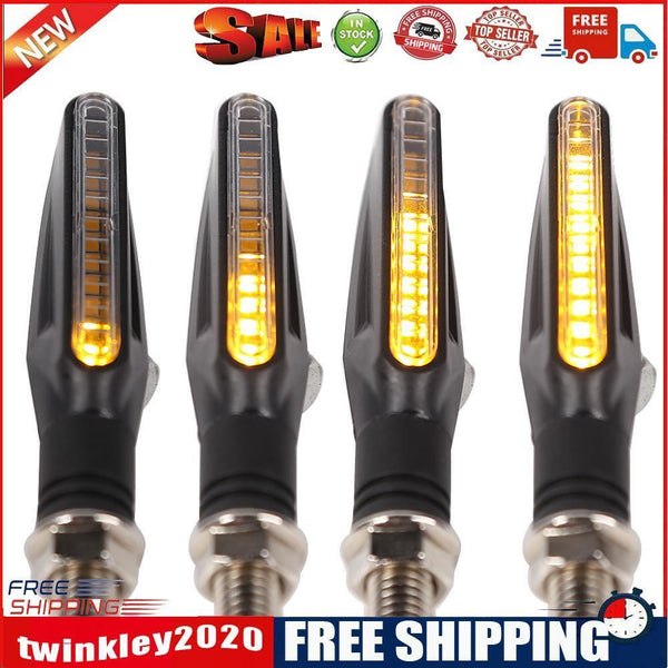 4pcs Universal Amber LED Motorcycle Turn Signal Light Flowing Water Blinker