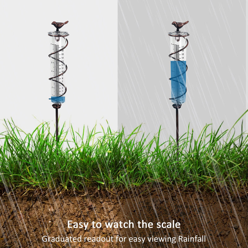 Glass Spiral Rain Gauge - Outdoor Yard Waterproof Hanging Decorative Rain Gauge