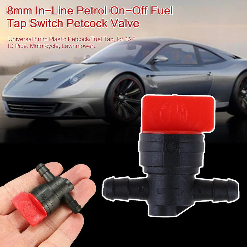5X 8mm In-Line Petrol On-Off Fuel Tap Switch Petcock Valve - Motorcycle Bike: