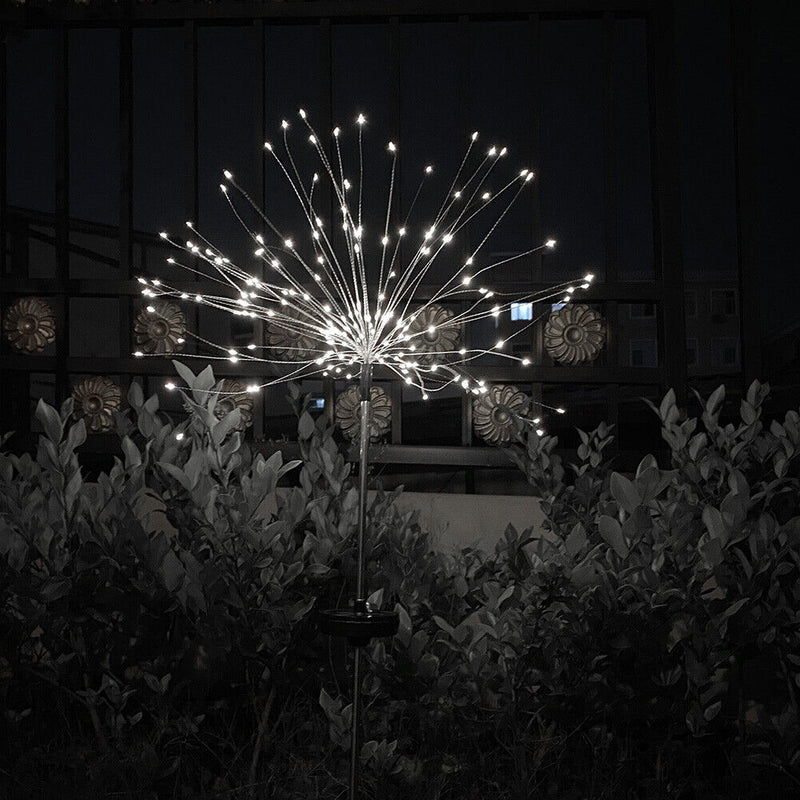 LED Solar Firework Lights Outdoor Dandelion Fairy String Lamp (Cold White) Newly