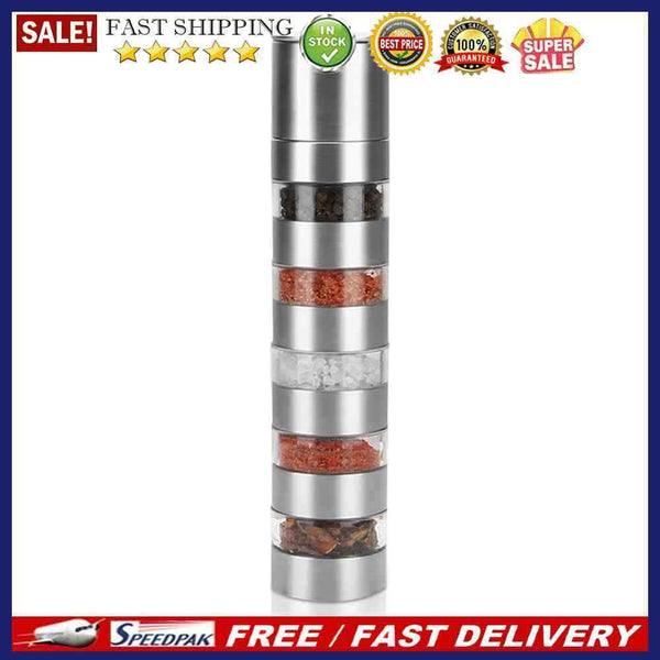 Steel Spice Jars Bottle Portable BBQ Picnic Seasoning Container Manual Grinder