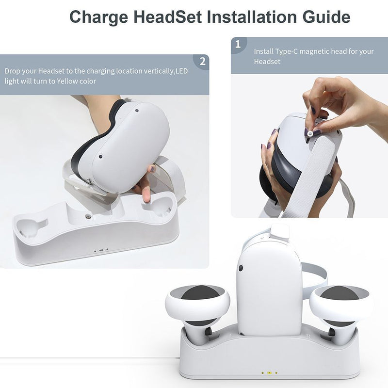 VR Headset Charger VR Controller Charger Charging Dock for Oculus Quest 2
