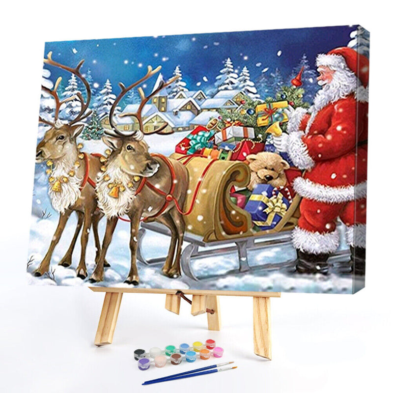 Santa Claus Oil Paint By Number Kits Christmas DIY Home Decoration Gift No Frame