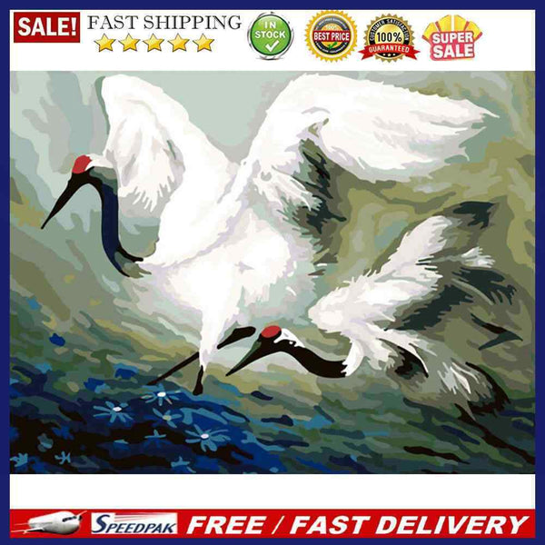 DIY Digital Oil Painting By Numbers Kits Flying Crane Canvas Frameless Picture