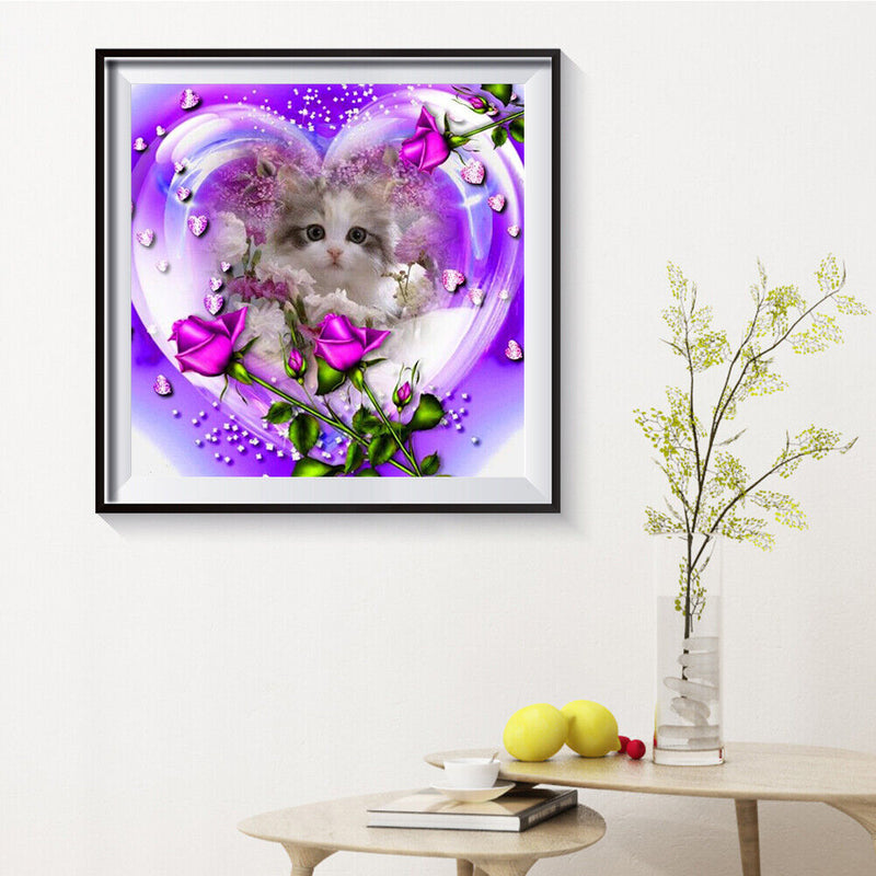 Oil Paint By Numbers Picture DIY Painting Rose Cat Painting Kit Acrylic Paint