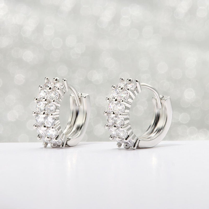 Zircon Ear Buckle Double Rows Zircon Ear Stud Diamond Earrings Ear Piercing