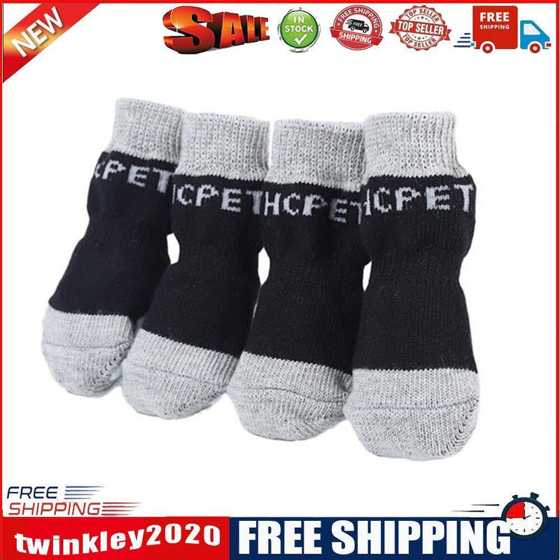 4pcs Pet Cotton Socks Set Non-slip Cats Foot Cover Prevent Scratch (S)