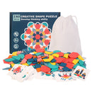 Wooden Jigsaw Puzzle Set Colorful Tangram Baby Montessori Educational Toys