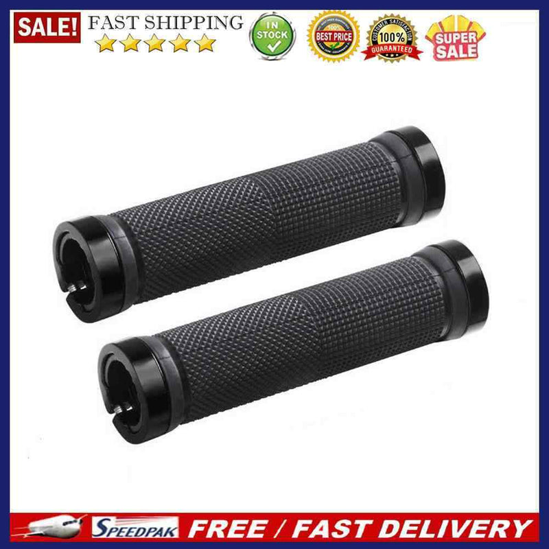 1 Pair MTB Bike Handlebar Anti-Skid Grips Rubber Bicycle Accessory (Black)