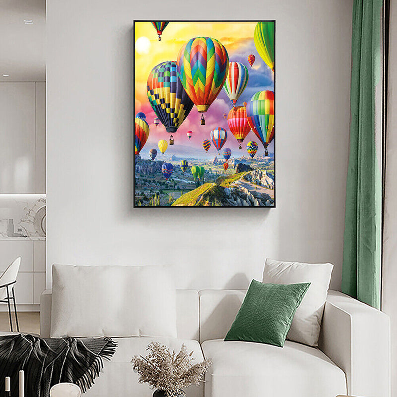 Frameless Oil Paint By Numbers Hot-air Balloon DIY Canvas Picture Craft Kit