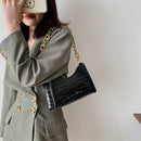 Women Alligator Pattern PU Solid Color Thick Chain Shoulder Underarm Hobos Bag