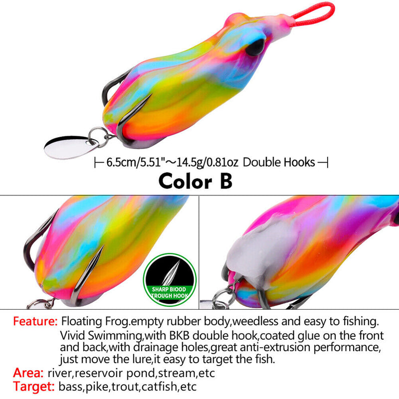 6.5cm 14.5g Bionic Ray Frog Lure Topwater Artificial Wobbler Fishing Bait Tac