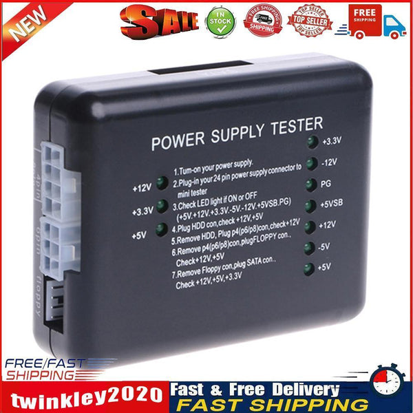 Portable Computer 20/24 Pin ATX SATA HDD Power Supply Tester Checker Meter Newly