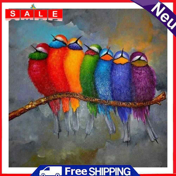 Oil Paint By Numbers Colorful Bird Frameless Picture Craft Kit for Living Room