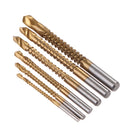 6Pcs Titanium Coated HSS Drill & Saw Carpenter Woodworking Plastic Metal