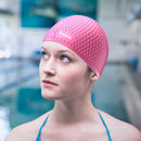 Waterproof Swimming Caps Women Men Silicone Ear Protection Swim Hat (Pink) Newly