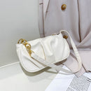 Pleated Chain Pure Color Shoulder Underarm Bag Casual Women Small Handbag Purse