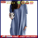 Long Sleeves Tops Women Loose V-neck Long T-shirt Solid Color Pocket Blouses