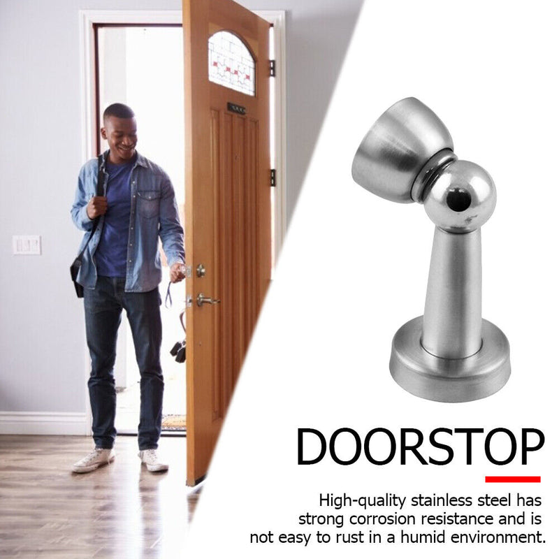 Stainless Steel Magnetic Door Stopper Floor Suction Non Wall Protectors Doorstop