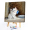 Hand Painted on Canvas DIY Cute White Cat Oil Paint By Numbers Drawing Kit Craft